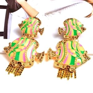 Cute Angel Fish Dangle Statement Earrings